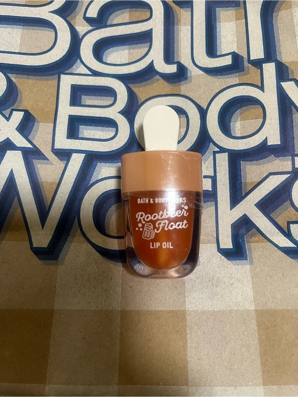 Bath & Body Works Rootbeer Float Lip Oil - Warm Brown & Cream Top